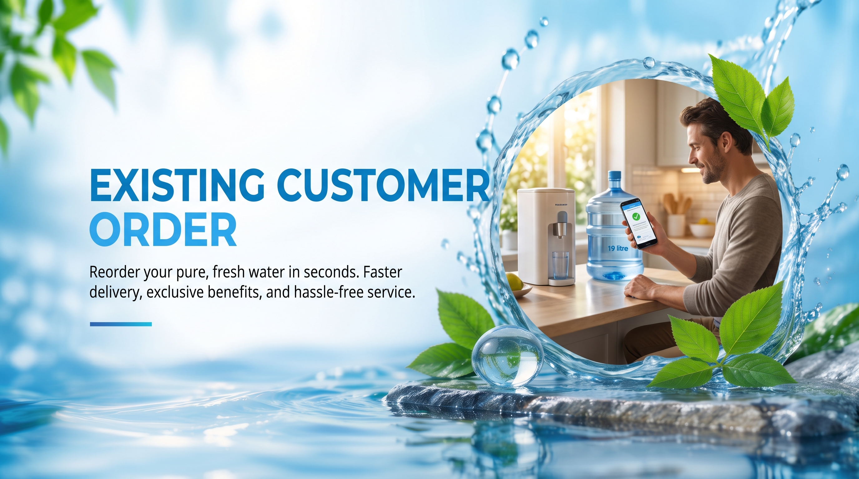 Existing customer order: reorder Fresh H2O water quickly and easily
