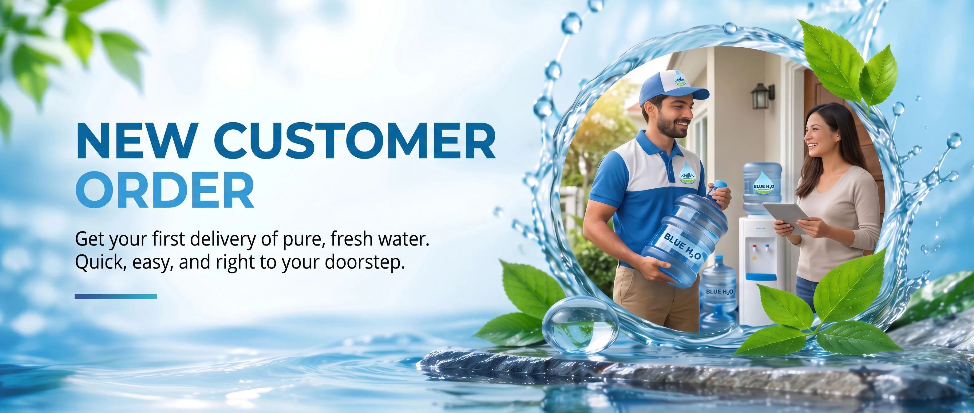 New customer order: quick and easy Fresh H2O water delivery
