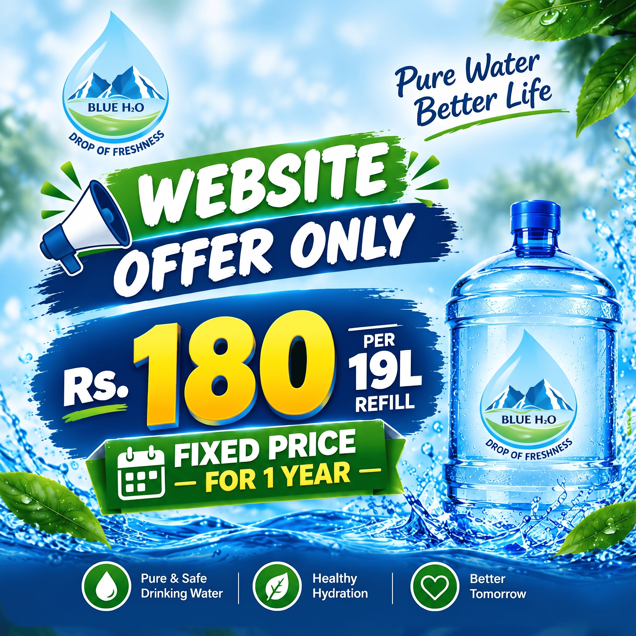 BlueH2O refill offer. Click to view offers for new customers